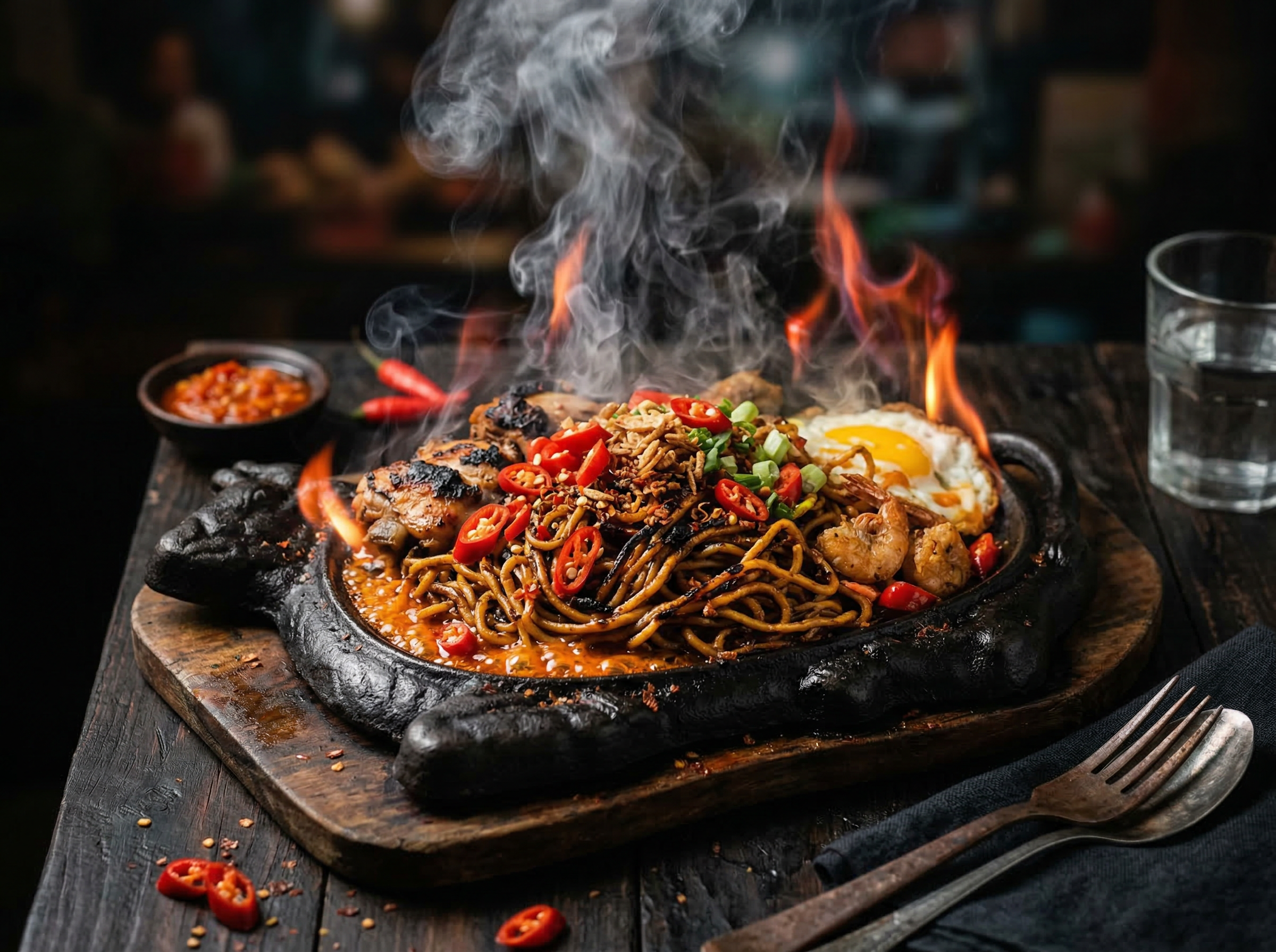 Mie Bakar Sosis Sapi Bakar